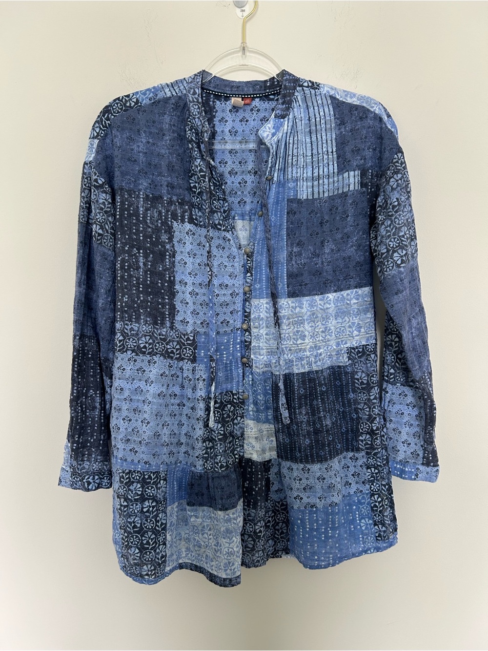 Anthropologie Pilcro Patchwork Blouse Top Size XS 100% Cotton Boho Style